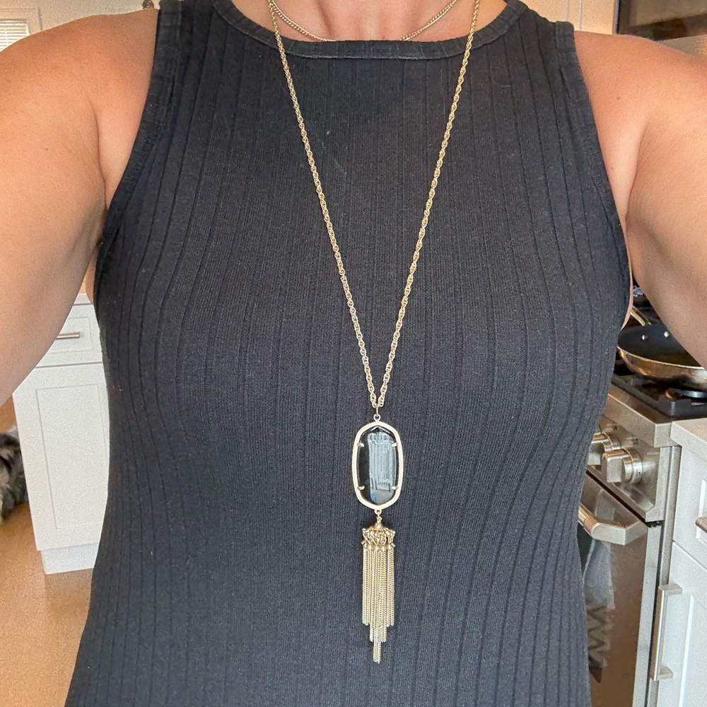 Kendra Scott Gold and Black Glass Pendant Necklace